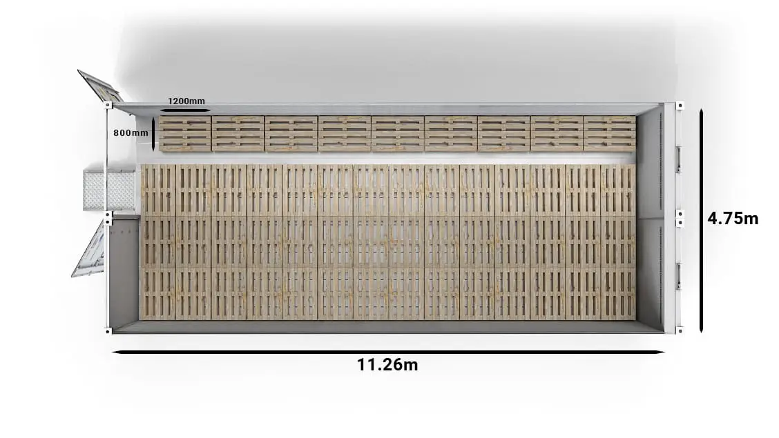 51 ευρωπαλέτες σε ένα Arctic SuperStore 40 ft με 2 διαμερίσματα