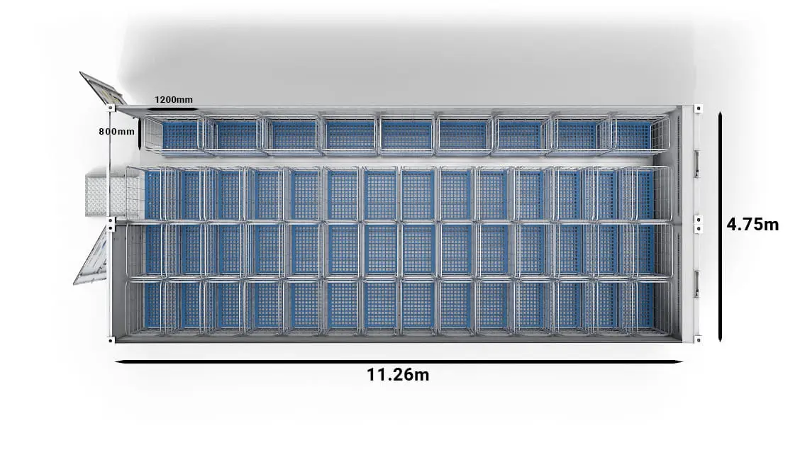 51 καρότσια σε ένα Arctic SuperStore 40 ft με 2 διαμερίσματα
